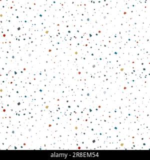 Terrazzo chaotic seamless pattern with with small chips and fragments of tiles. Ornament for printing on fabric, cover and packaging. Color line vecto Stock Vector