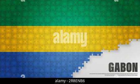 Gabon jigsaw flag background. Element of impact for the use you want to make of it. Stock Vector