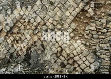 In the archaeological site of Peltuinum ancient Roman walls, the so ...