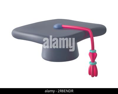 Graduation hat 3d icon Stock Vector