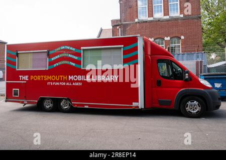 Portsmouth Mobile Library van, Hampshire, England, UK Stock Photo