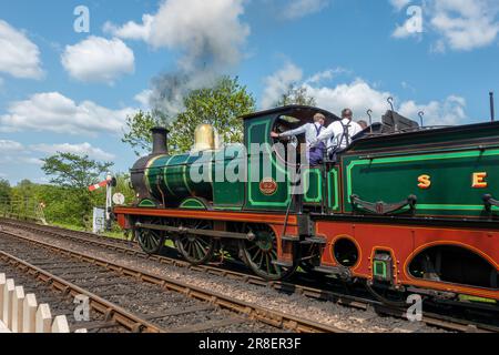 Steam Engine,No 65,South Eastern,Departing,Sheffield Park,Bluebell Railway,Sussex,England Stock Photo