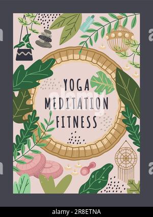 Fitness, yoga and meditation poster Stock Vector