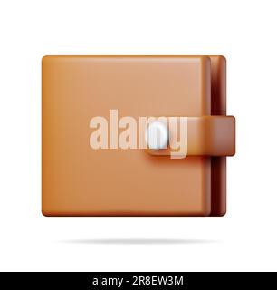 3D Brown Leather Wallet Isolated Stock Vector