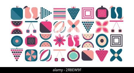 Geometric Bauhaus Banner. Retro shapes poster elements vector illustration Stock Vector