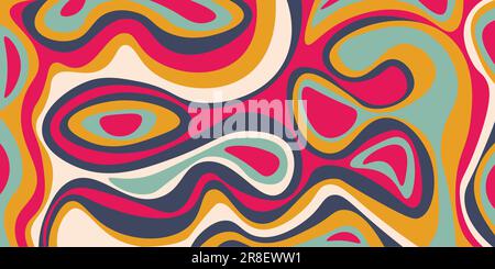 Psychedelic groovy swirl frames and decor. Trendy 1960s and 1970s style illustration vector. Stock Vector