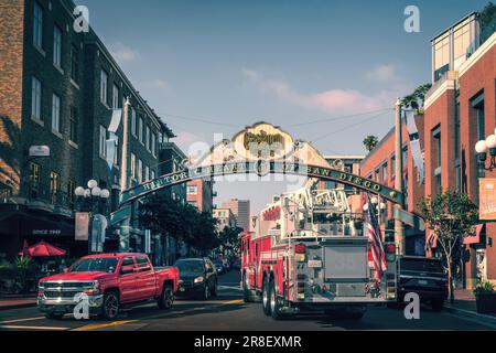 The famous Gaslamp quarter sign in San Diego, California Stock Photo