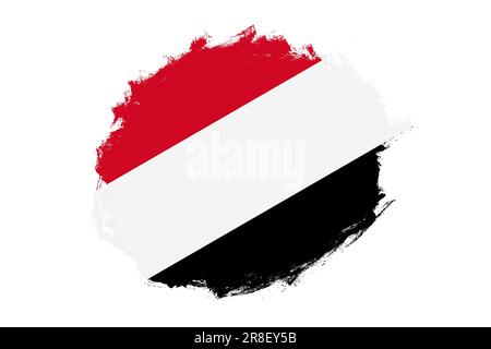 Stroke brush textured flag of yemen on white background Stock Photo - Alamy