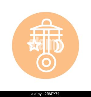 Baby crib carousel color line icon. Isolated vector element. Outline pictogram for web page, mobile app, promo Stock Vector