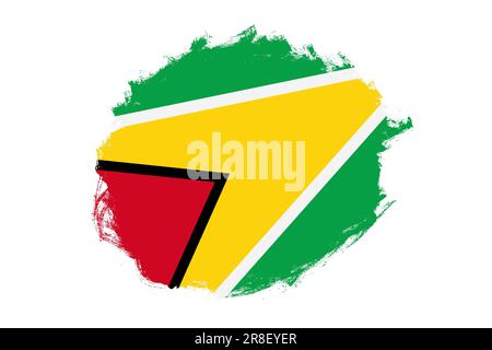 Rounded stain stroke brush textured national flag of Guyana on white background Stock Photo