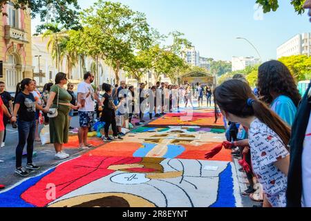 Corpus Christi Sand Carpets Festival of Sao Goncalo, Niteroi, Brazil Stock Photo