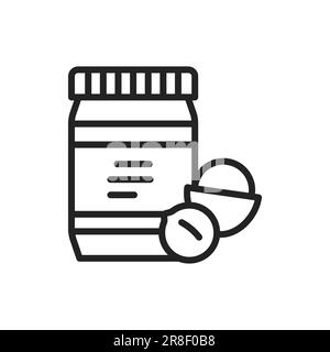 Macadamia paste color line icon. Isolated vector element. Outline pictogram for web page, mobile app, promo Stock Vector