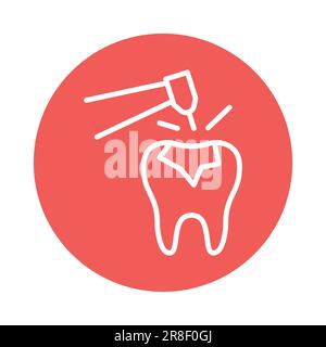 Сaries treatment color line icon. Isolated vector element. Outline pictogram for web page, mobile app, promo Stock Vector