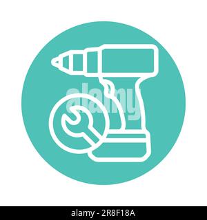 Repair drill color line icon. Handyman service. Isolated vector element. Outline pictogram for web page, mobile app, promo Stock Vector