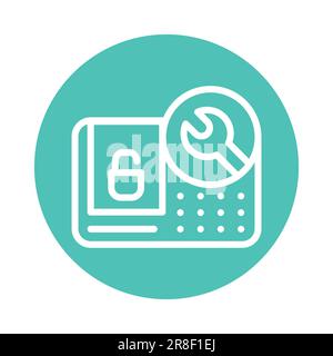 Smart device installation color line icon. Handyman service. Isolated vector element. Outline pictogram for web page, mobile app, promo Stock Vector