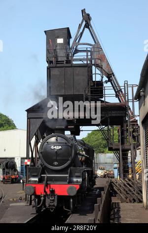 Preserved LMS Black 5 steam locomotive 5428 "Eric Treacy" at Grosmont depot on the North Yorkshire Moors Railway. Stock Photo