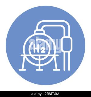 Storage H2 color line icon. Hydrogen energy. Isolated vector element. Outline pictogram for web page, mobile app, promo Stock Vector