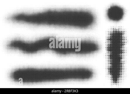 Halftone vector shape. Dotted grunge abstract staine with gradation. Cloud with shade texture. Geometric gradient blot. Stock Vector