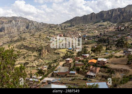 Valle de las Animas, landscape with special rock formations at the outskirts of La Paz in the Bolivian Andes - Traveling and exploring South America Stock Photo