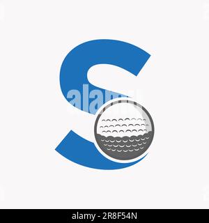 Golf Logo On Letter S. Initial Hockey Sport Academy Sign, Club Symbol Stock Vector