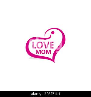 Love Mom Logo. Heart Icon Design. Love people Logo Stock Vector
