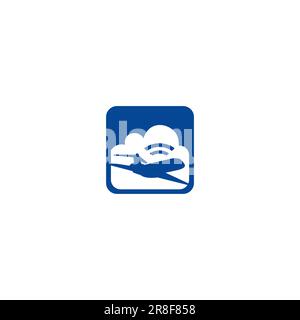 Plane Icon Modern Design. Cloud Logo. Plane Logo Stock Vector