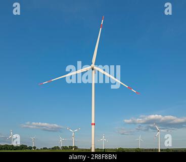 Wind power stations, Südergellersen, Lower Saxony, Germany Stock Photo
