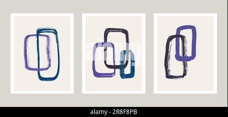 Geometric minimalist abstract hand painted poster for wall decor, print design. Stock Vector