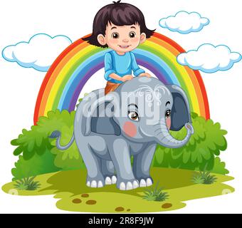 A girl riding elephant illustration Stock Vector Image & Art - Alamy