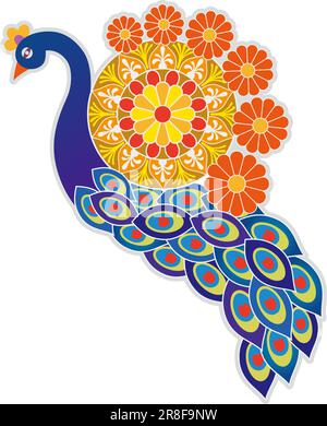 Colorful Rangoli Pattern Design For Diwali Isolated On A White Background. Vector Illustration. Stock Vector