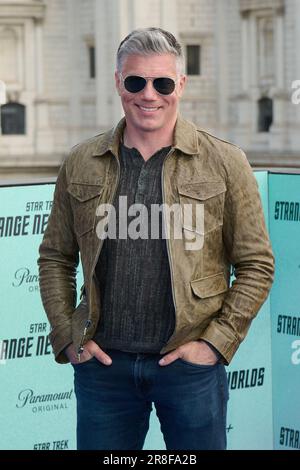 London, UK . 21 June, 2023 . Rebecca Romijn, Anson Mount pictured as the Cast of “STAR TREK: Strange New Worlds” visit London to celebrate season 2 of the hit TV Series held at the Sabine Rooftop Bar. Credit:  Alan D West/EMPICS/Alamy Live News Stock Photo