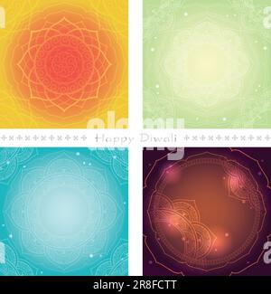 Happy Diwali Square Background Set Isolated On A White Background. Vector  Illustration. Stock Vector