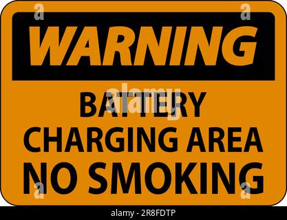 Warning Sign Battery Charging Area, No Smoking Stock Vector