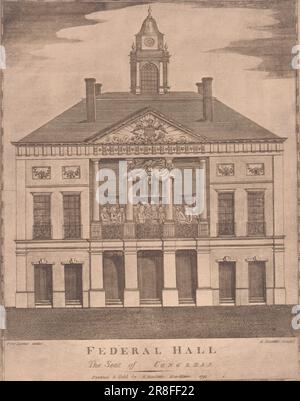 Federal Hall, the Seat of Congress 1903 reproduction of a 1790 print by Amos Doolittle, born Cheshire, CT 1754-died New Haven, CT 1832 Stock Photo