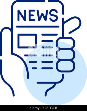 Online news source. Reading news in your mobile app. Pixel perfect, editable stroke icon Stock Vector