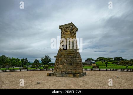 Gyeongju, South Korea - June 2, 2023: Cheomseongdae is an astronomical observatory in Gyeongju, South Korea Stock Photo