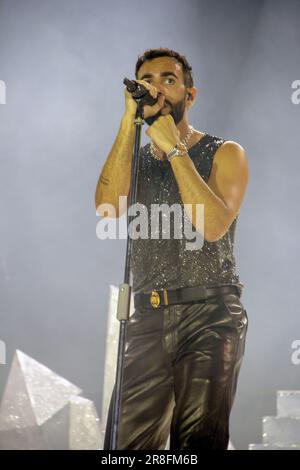 Padua, Italy. 20th June, 2023. Marco Mengoni in concert at the Euganeo stadium in Padua with his ''Marco negli Stadi 2023'' tour, on June 20, 2023, in Padua, Italy. (Photo by Mimmo Lamacchia/NurPhoto) Credit: NurPhoto SRL/Alamy Live News Stock Photo