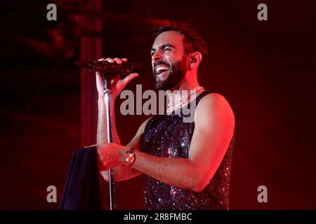 Padua, Italy. 20th June, 2023. Marco Mengoni in concert at the Euganeo stadium in Padua with his ''Marco negli Stadi 2023'' tour, on June 20, 2023, in Padua, Italy. (Photo by Mimmo Lamacchia/NurPhoto) Credit: NurPhoto SRL/Alamy Live News Stock Photo