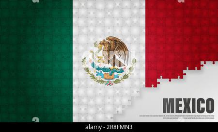 Mexico jigsaw flag background. Element of impact for the use you want to make of it. Stock Vector