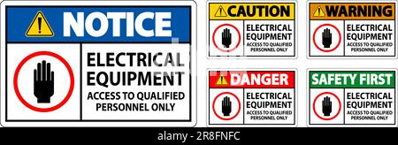 Danger Sign Electrical Equipment Authorized Personnel Only Stock Vector