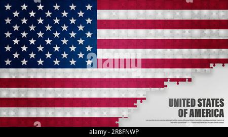Usa jigsaw flag background. Element of impact for the use you want to make of it. Stock Vector