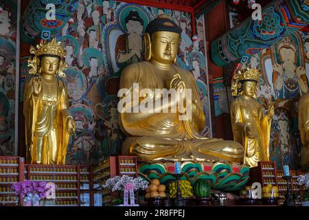 Gimjesi, South Korea - June 6, 2023: Geumsansa Temple is a Buddhist temple located in Moaksan Provincial Park in Gimjesi, South Korea. Stock Photo