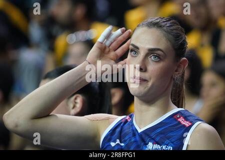 ANTALYA, TURKIYE - DECEMBER 18, 2022: Federica Squarcini in Imoco Volley Conegliano vs Vakifbank FIVB Volleyball Womens Club World Championship Final Stock Photo