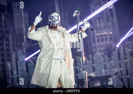 Oslo, Norway. 20th June, 2023. The Canadian singer, songwriter and recording artist The Weeknd performs a live concert at Telenor Arena in Oslo. (Photo Credit: Gonzales Photo/Terje Dokken). Stock Photo