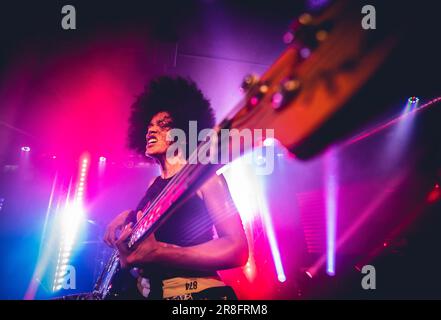 Guitarist April Kae of the US American rock band Fever 333 on the