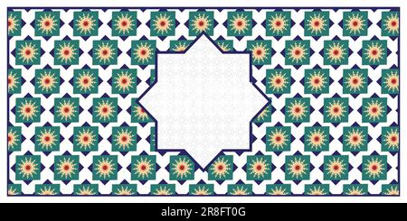 Greeting Card Illustration. Eid greeting card with frame. Contemporary background vector illustration Stock Vector