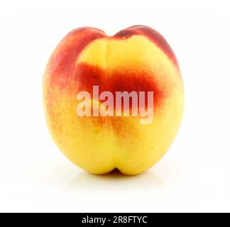 Ripe Peach (Nectarine) Isolated on White Background Stock Photo