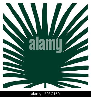 Decorative palm leaf tile. Hand-drawn exotic plant isolated on white background. Green tropical Herb summer sign. Vector jungle illustration for inter Stock Vector
