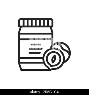 Hazelnut paste color line icon. Isolated vector element. Outline pictogram for web page, mobile app, promo Stock Vector