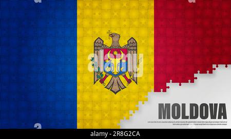 Moldova jigsaw flag background. Element of impact for the use you want to make of it. Stock Vector